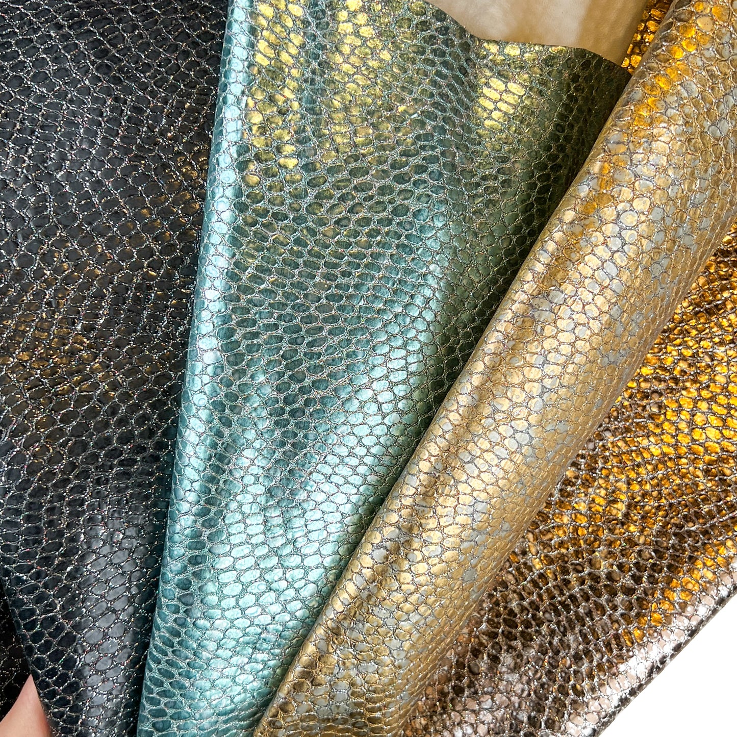 Metallic Sparkle Reptile Embossed Leather  0.8-1.1mm/2-2.75oz REPTILE MIX 1510