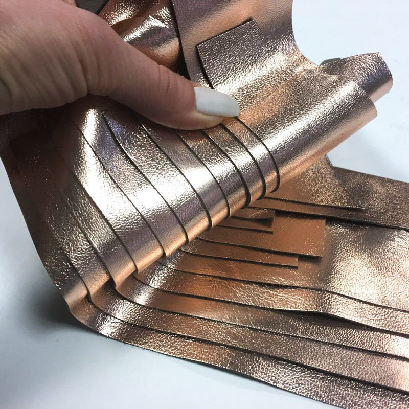 Rose Gold Metallic Scraps Shiny Lambskin Renmants