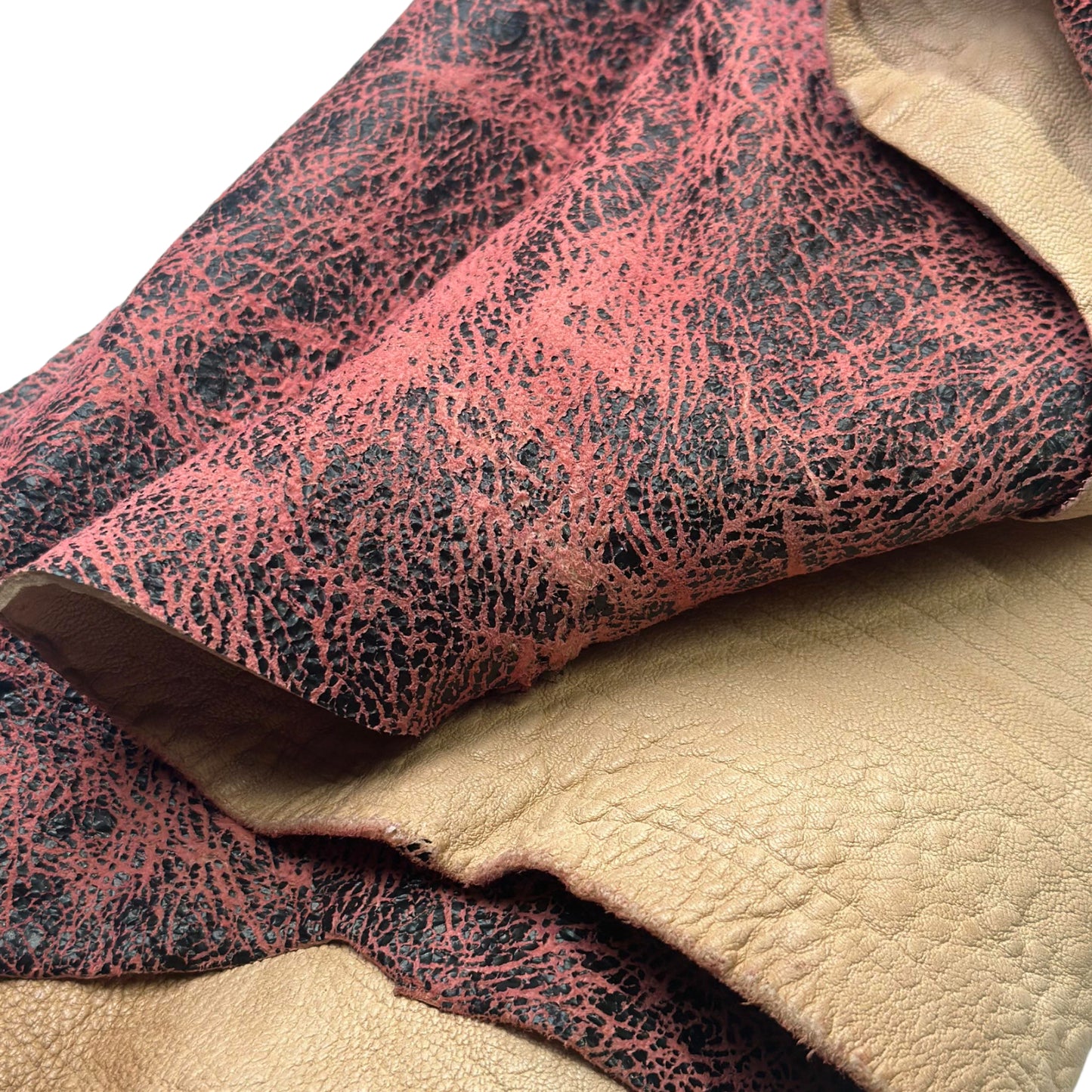 Vintage Rose Crackle Lambskin Leather 1.4mm//3.5oz Red Black1650