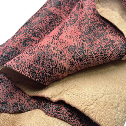 Vintage Rose Crackle Lambskin Leather 1.4mm//3.5oz Red Black1650