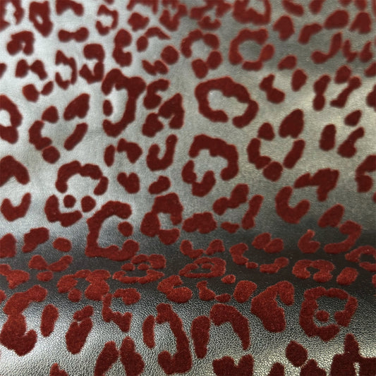 Red Velvet Leopard Print Lambskin  0.9-1mm // 2.25 - 2.5oz VELVET LEO 1546