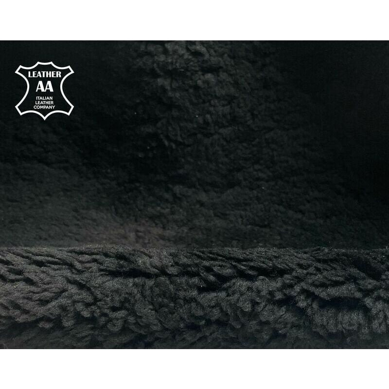 Black Lambskin Shearling Warm Double Sided Fur Fabric 2mm/5oz NEW BLACK SHEARLING 1293