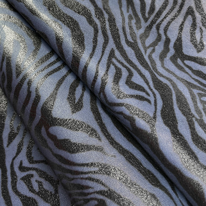 Soft Blue Zebra Print Lambskin 0.7-1.2mm/1.75-3oz / BLUE ZEBRA 1446