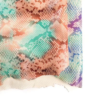 Bright Colors Snake Print Lambskin Leather  0.9mm/2.25oz / COCTAIL SNAKE MIX 1338