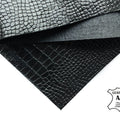 Black Leather Sheet With Print 2.25oz/0.9mm / BLACK LIZARD 909