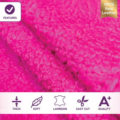 Neon Pink Lambskin Fur Hides 2mm/2oz / NEON SHEARLING 1407
