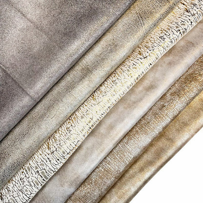 Shiny Silver Gold Lambskin Leather 0.7-0.8 mm/1.75-2oz / SILVER MAGIC MIX 1347