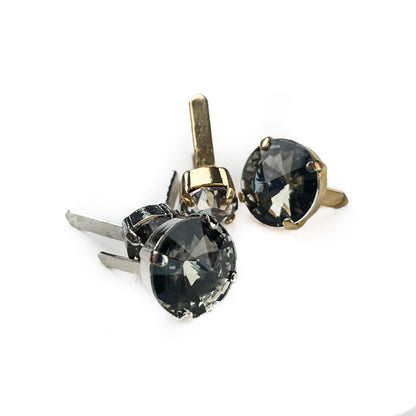 Swarovski Crystal For Leather / Round Dark Gemstone / Two Sizes / Silver or Gold
