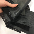 Black Lambskin Scraps Mix Soft Thin Pieces Shiny Textured Print Patent Suede