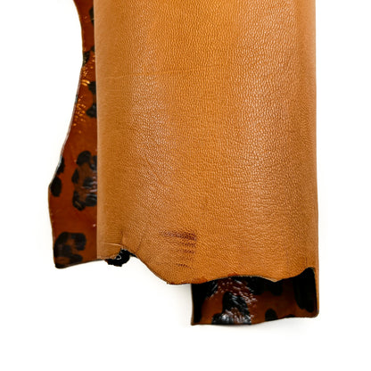 Chruncy Patent Lambskin With Leopard Print 0.6-0.7mm/1.25-1.75oz / ORANGE LEO 1445