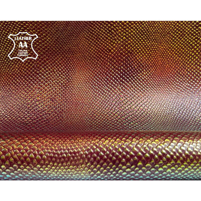 Metallic Red Lambskin With Lizard Print 1mm/2.5oz / RED LIZARD 1238