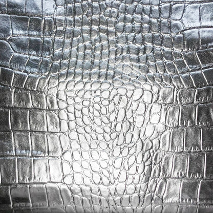 Metallic Silver Lambskin With Crocodile Print 0.6mm/1.5oz SILVER CROCODILE 1017