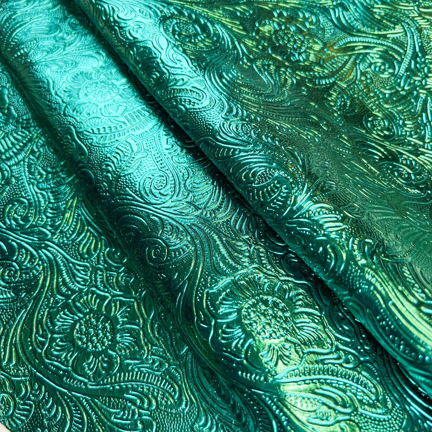 Emerald Green Metallic Lambskin With Flower Print  EMERALD FLOWERS 1466 0.7mm/1.75oz