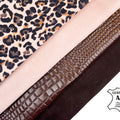Pink Brown Lambskin Printed Leopard CrocodileLeather Bundle of 4 full hides