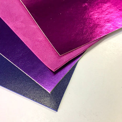 Neon Purple Shades Lambskin Sheets 4 Purple Metallic 5x5 inch Pieces