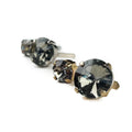 Swarovski Crystal For Leather / Round Dark Gemstone / Two Sizes / Silver or Gold