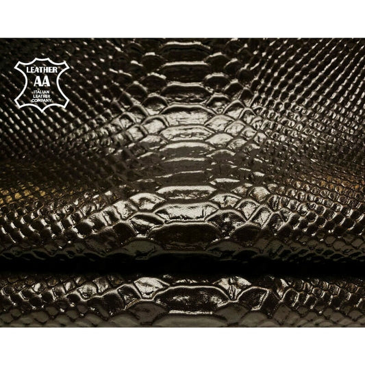 Dark Brown Lambskin Leather With Snake Print 0.7mm/1.75oz / DARK BROWN SNAKE 1038