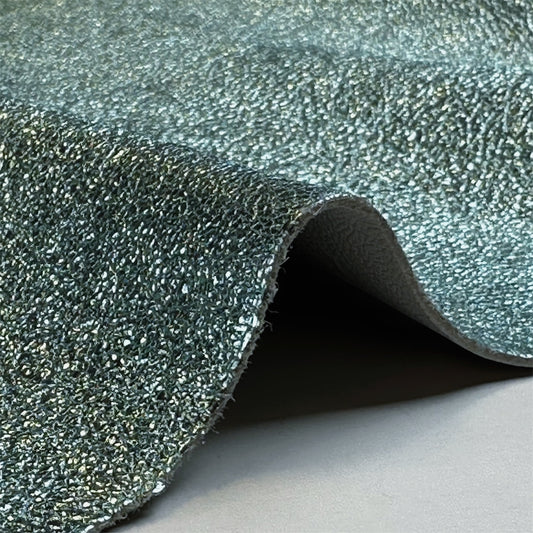 Crunchy Dark Silver With Turquoise Blue Shine  Lambskin PiecesThick Metallic Hides 1.5mm DARK TURQUOISE 1563