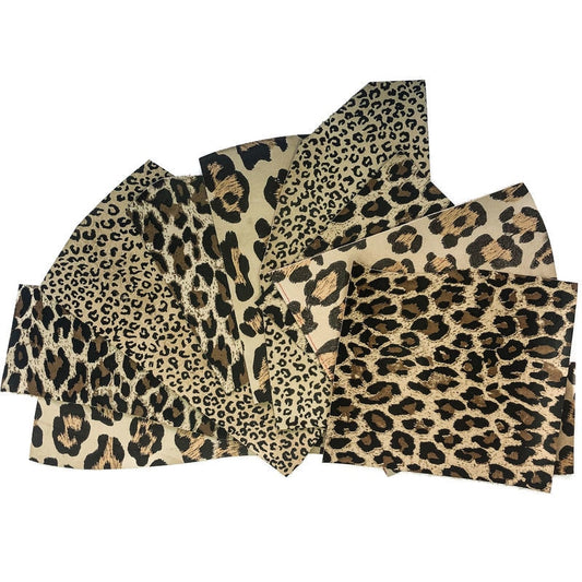 Mix Leopard Print Lambskin Leather Scrap Pack pre-cut DIY