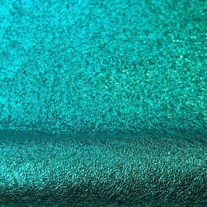 Greenish-blue Hue Metallic Lambskin Leather 1mm/2.5oz Iridescent 1616