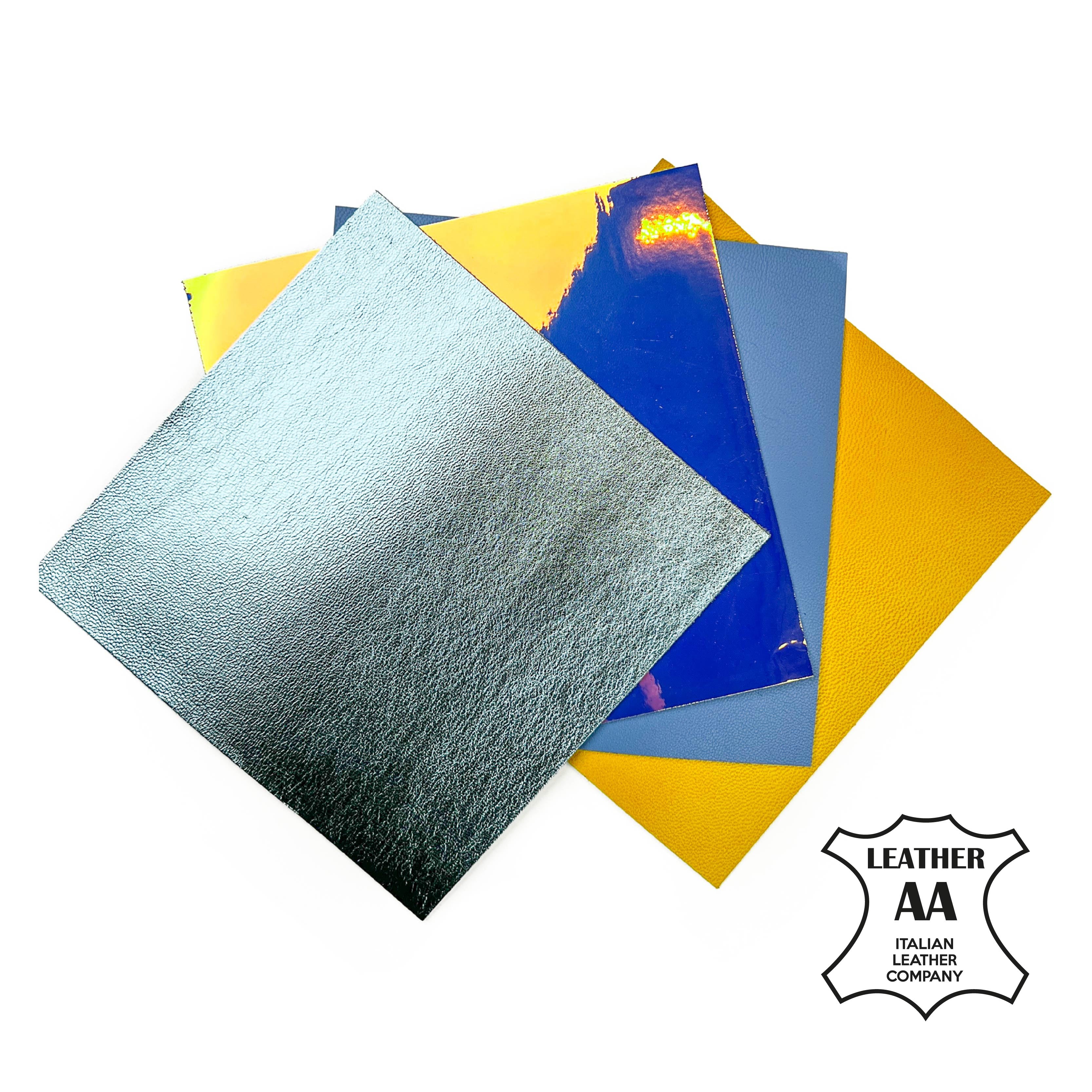 4 Metallic Lambskin 5x5 inch Pieces Set Bestseller 12x12 cm
