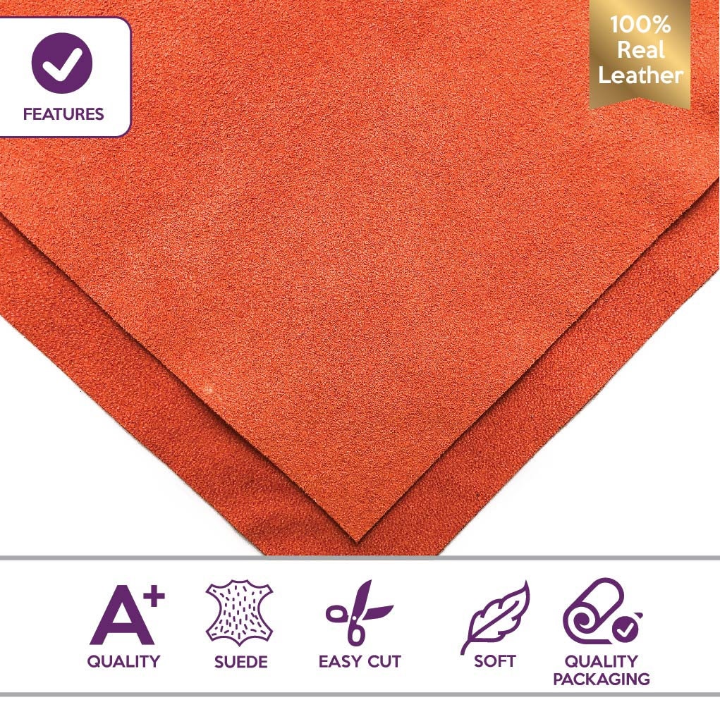 Orange Suede Lambskin Sheets  0.6mm /1.5oz / DUSTY ORANGE 911