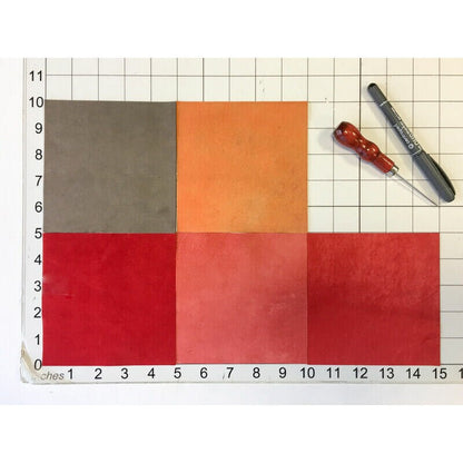 Dotted Red,Orange and Rose Gold Sheets 5x5in Five Leather Sheets
