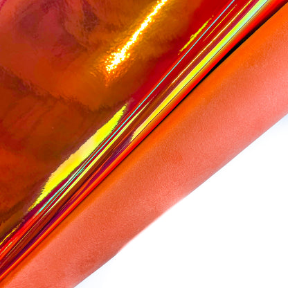 Bright Orange Holographic Lambskin 0.9-1mm/2.25-1.5oz ORANGE HOLO 1513