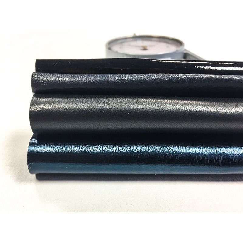 Black And Blue Lambskin Leather Scraps 5x5in Plain Black, Metallic, Patent