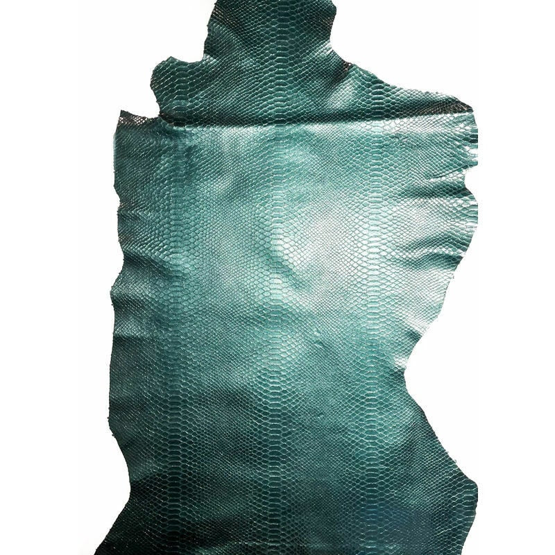 Dark Green Lambskin Leather With Print 0.8mm/2oz / SMOKE PINE SNAKE 1305