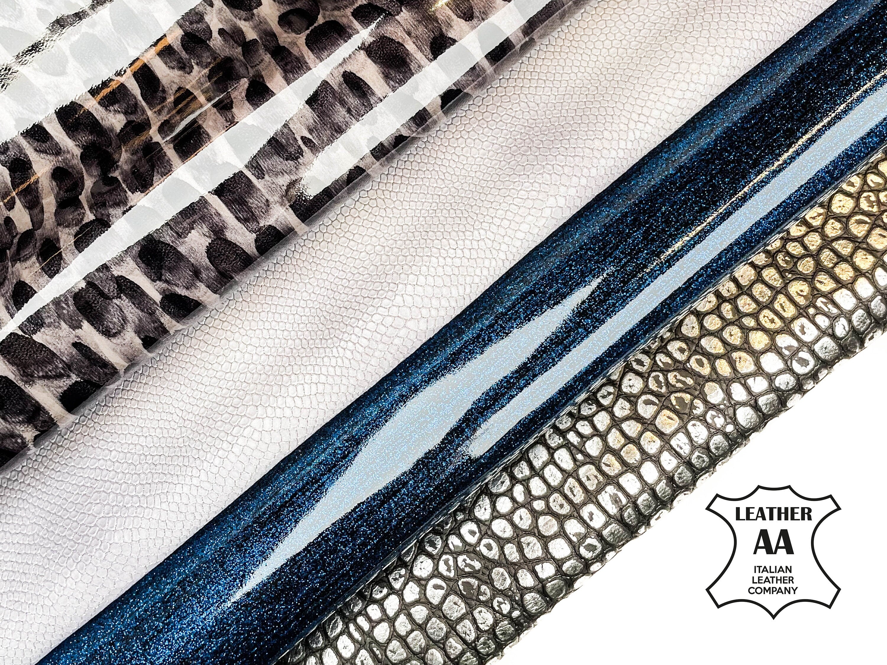 Exclusive Patent Printed Animal Embossed Metallic Lambskin Bundle of 4 Hides 0.9-1.1mm/2.25-2.75oz