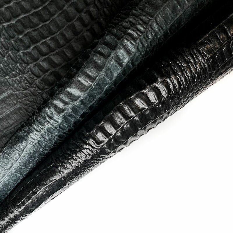 Black Crocodile Print Lambskin 0.8mm/2oz / GENUINE CROCODILE PRINT 1051