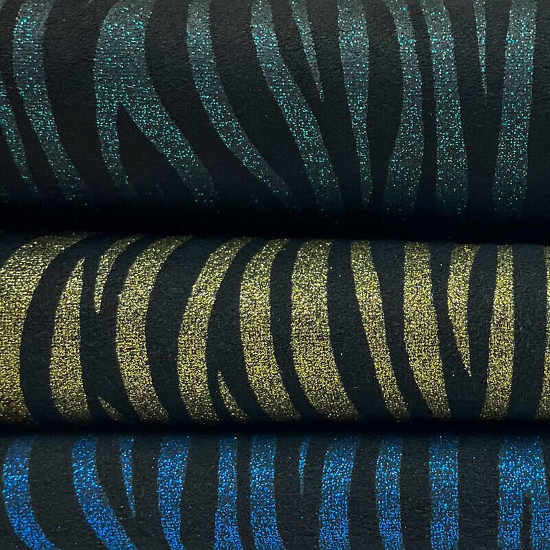 Shiny Zebra Stripes Lambskin Leather 0.9-1.0mm/2.25-2.5oz / SPARKLY ZEBRA 1260