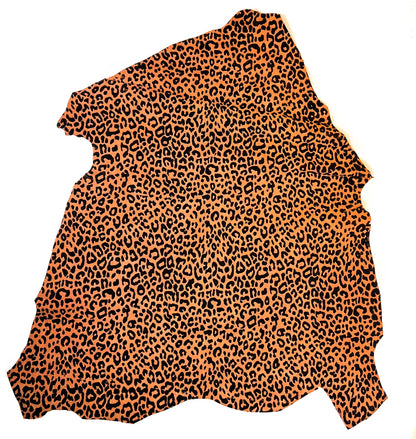 Light Orange Lambskin Suede With  Leopard Print 0.8-1.2mm/2-3oz