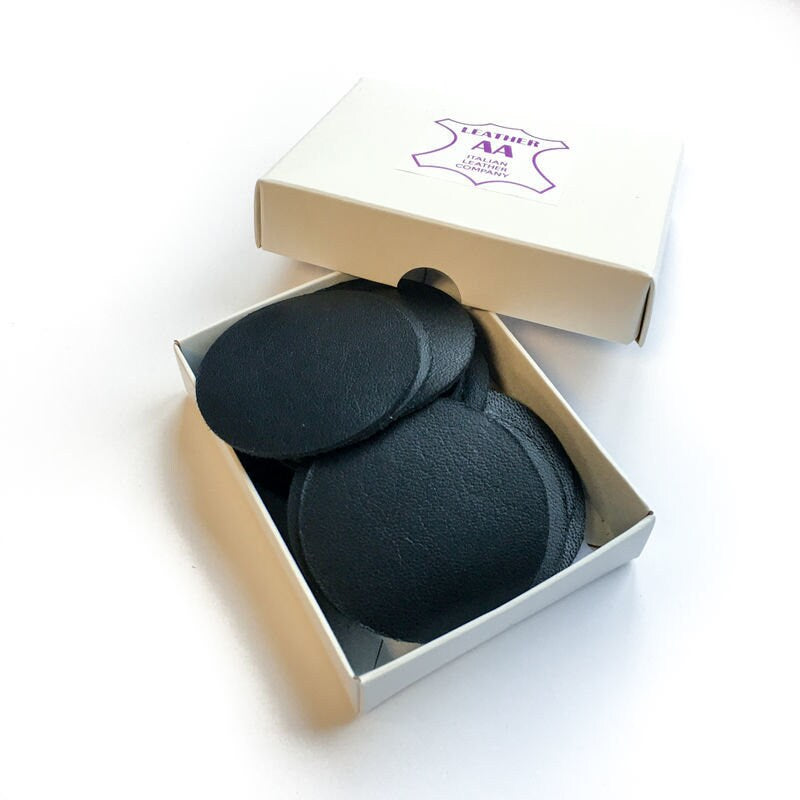 Black Genuine Lambskin Circles / 4 sizes / 30 Pcs Per Pack