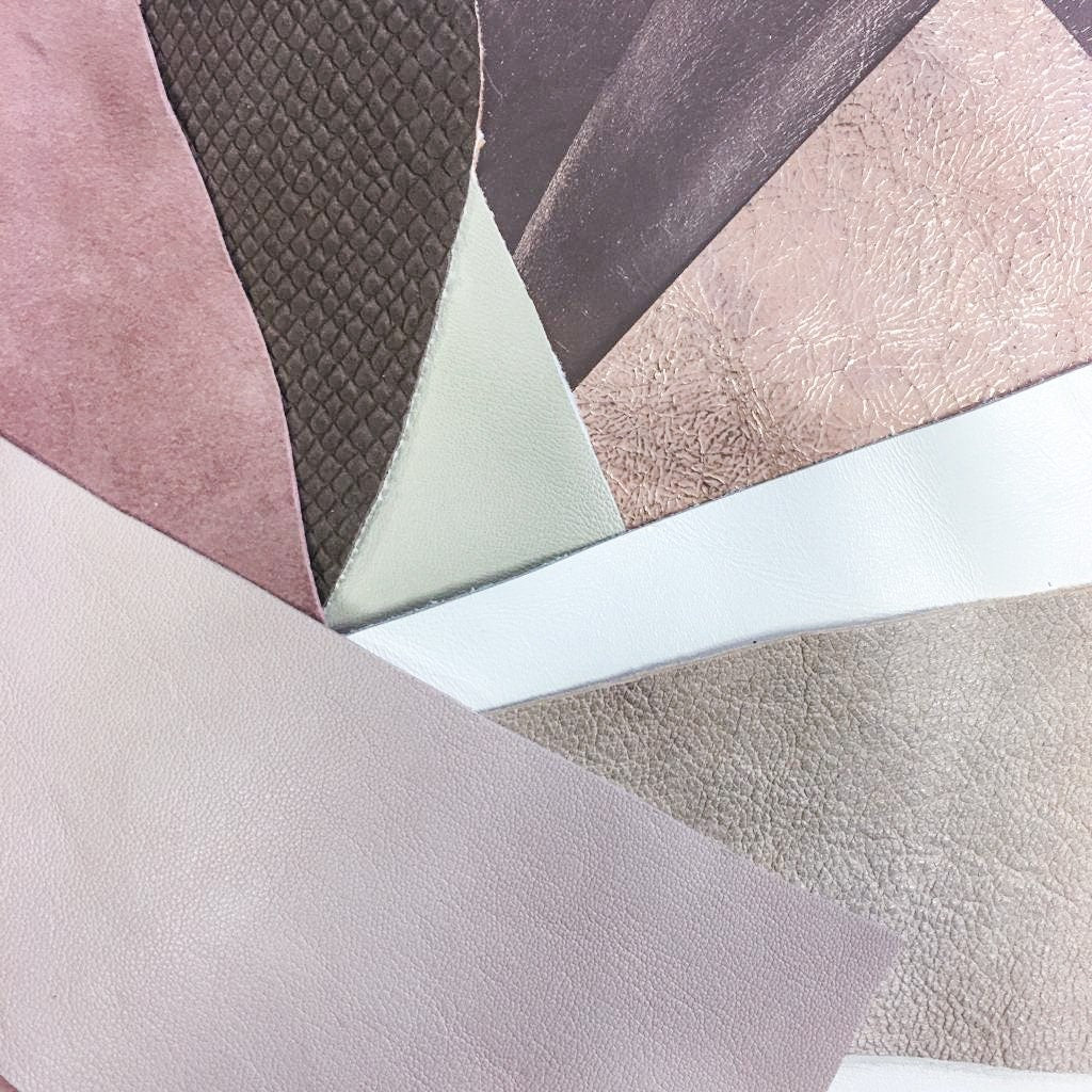 Beige, White And Pink Leather Mix Scraps