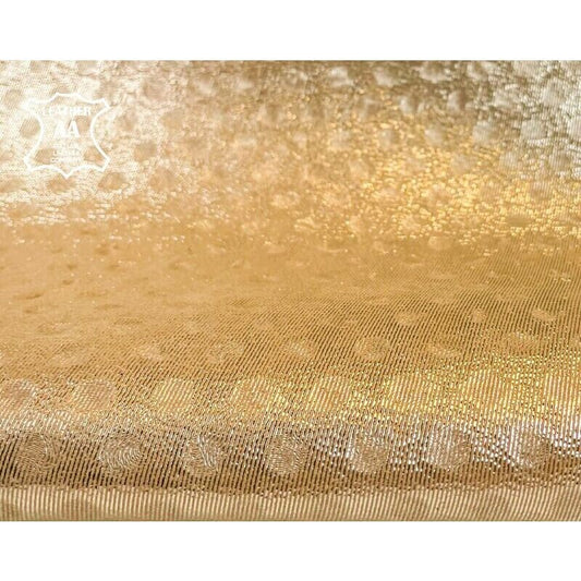 Shiny Light Gold Dotted Print Lambskin 1.0mm/2.5oz / GOLD DOTS 1363