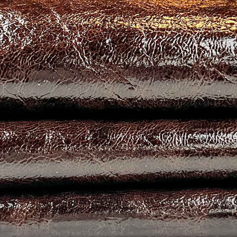 Classic Dark Warm Brown Lambskin Leather 0.6-0.8mm-1.5-2oz / CRUNCHY VINTAGE 1431