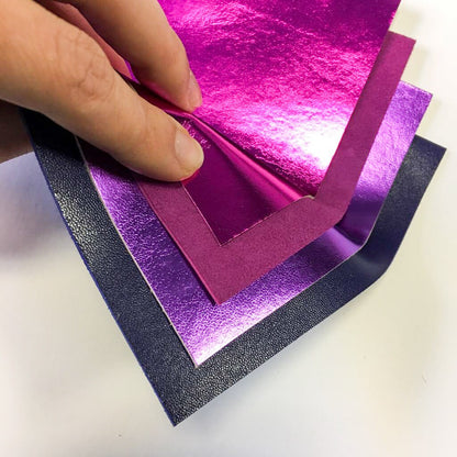 Neon Purple Shades Lambskin Sheets 4 Purple Metallic 5x5 inch Pieces