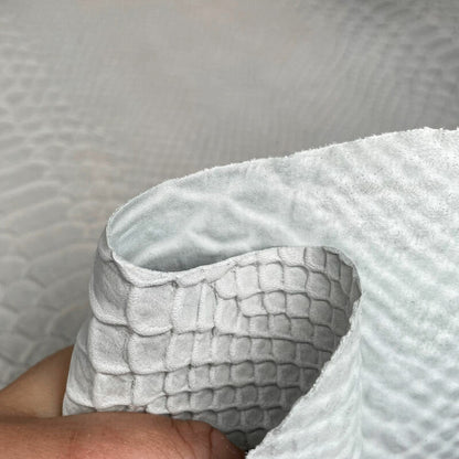 White Grayish Lambskin Leather With Snake Print 1.1mm//2.75oz Brich Snake 1187