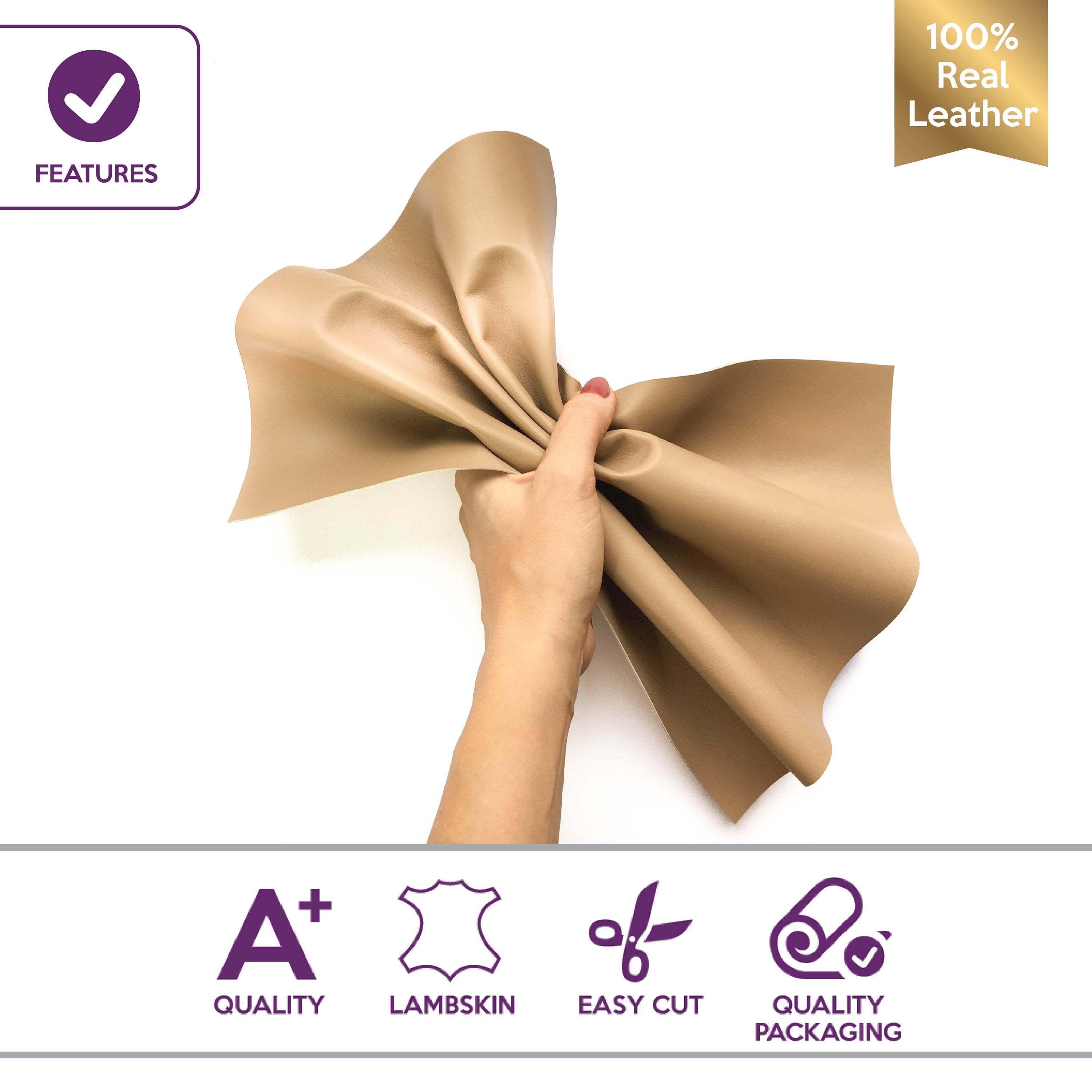 Beige Lambskin Sheets 0.8mm/2oz GINGER ROOT 730