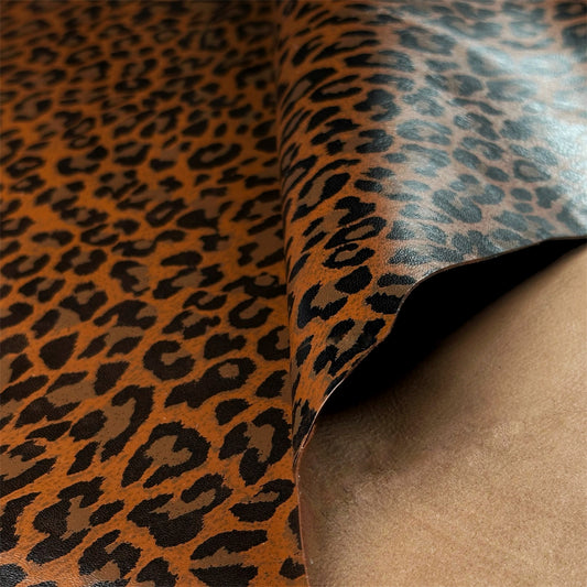 Brown Patent Leopard Print On Lambskin Leather 0.8mm/2oz BROWN LEO 1569