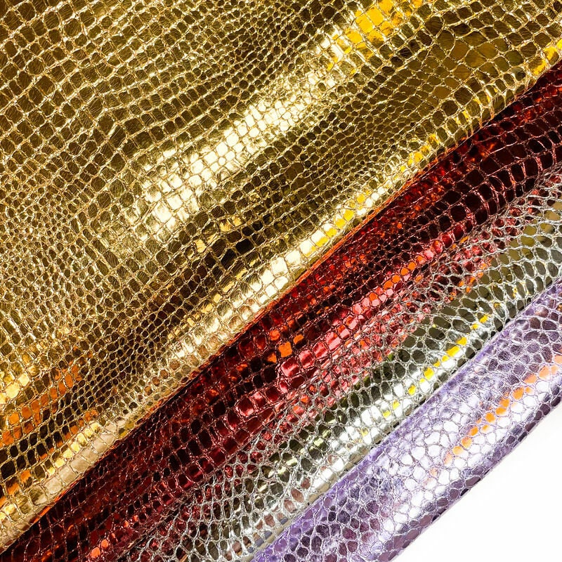 Shiny Metallic Reptile Print Lambskin Leather 1.0mm/2.5oz /  CHRISTMAS ANIMAL MIX 1281