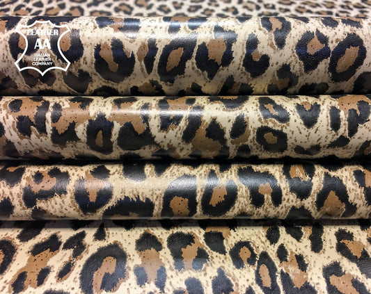 Brown Lambskin Leather With Print 1.0mm/2.5oz / LEOPARD 695