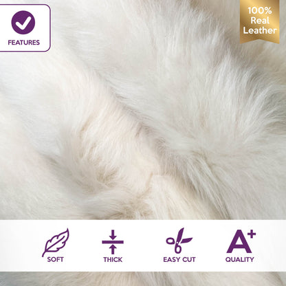 Exclusive Long Hair Italian Lambskin Shearling / Extra Soft Double Sided Fur 1.5mm/3.75oz / FLUFFY SNOW 1225