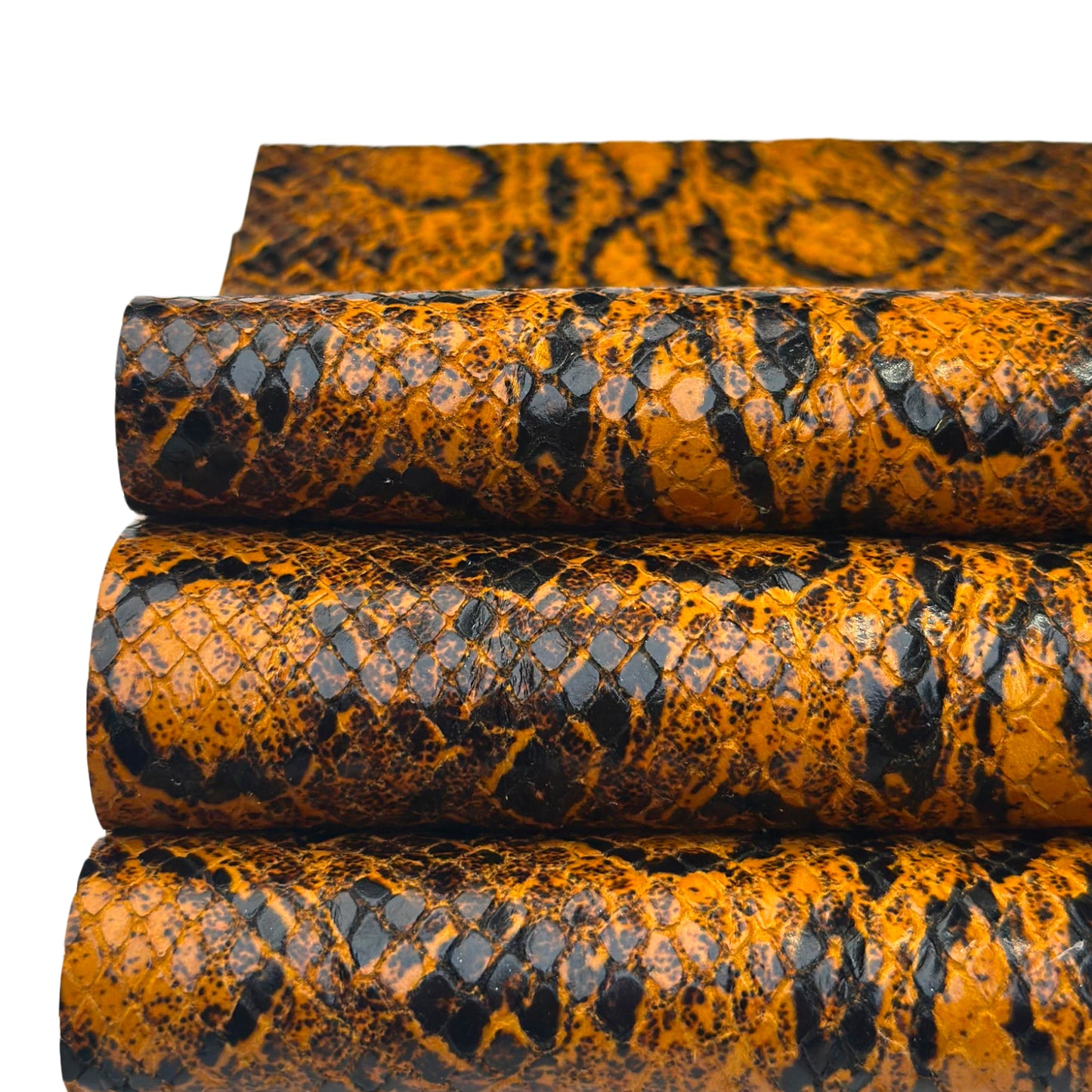 Orange Brown Snake Print Calfskin Leather Sheets 1.2mm//3oz Thick Crafting Pieces 1653