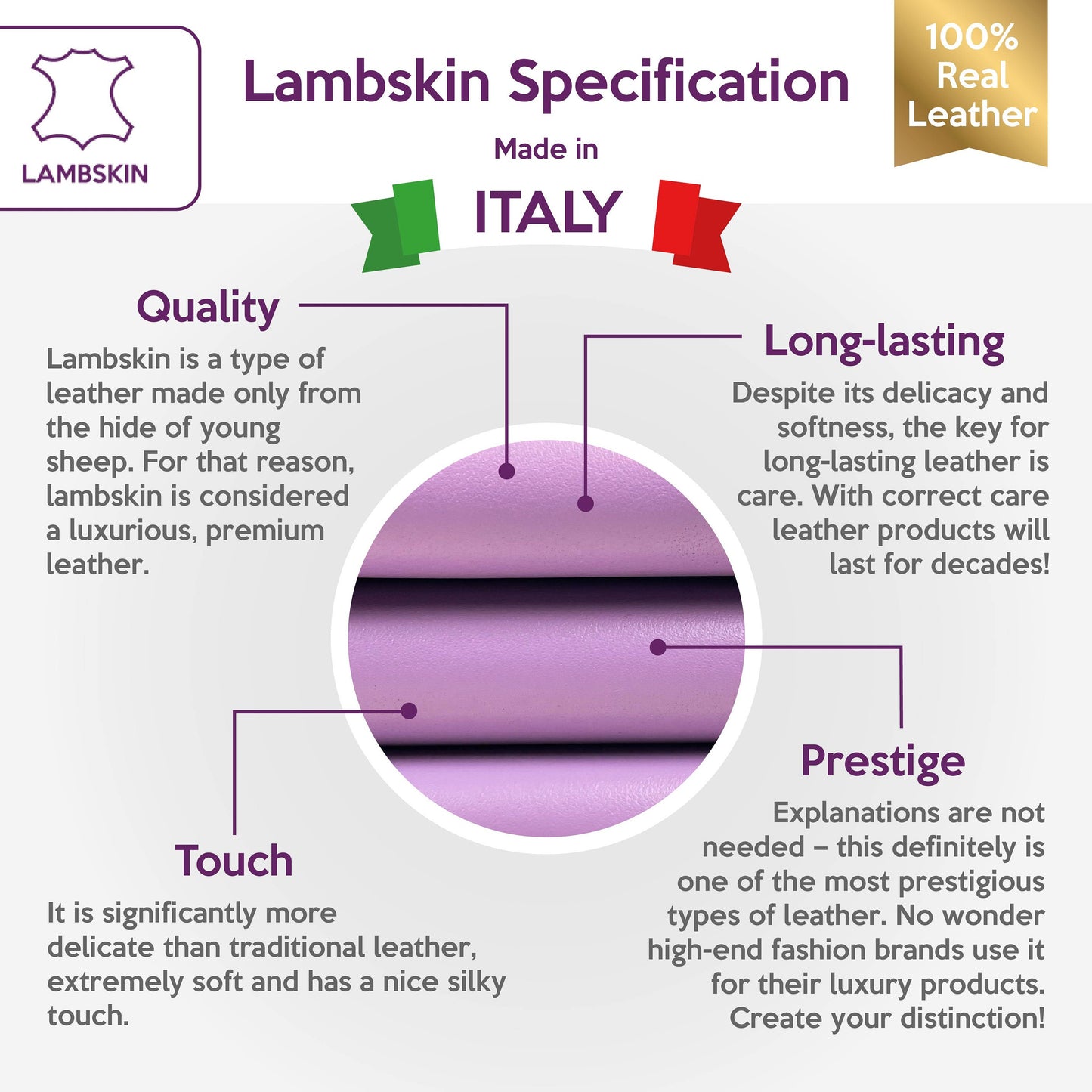 Lavender Lambskin Leather 0.8mm/2oz / ENGLISH LAVENDER 1210