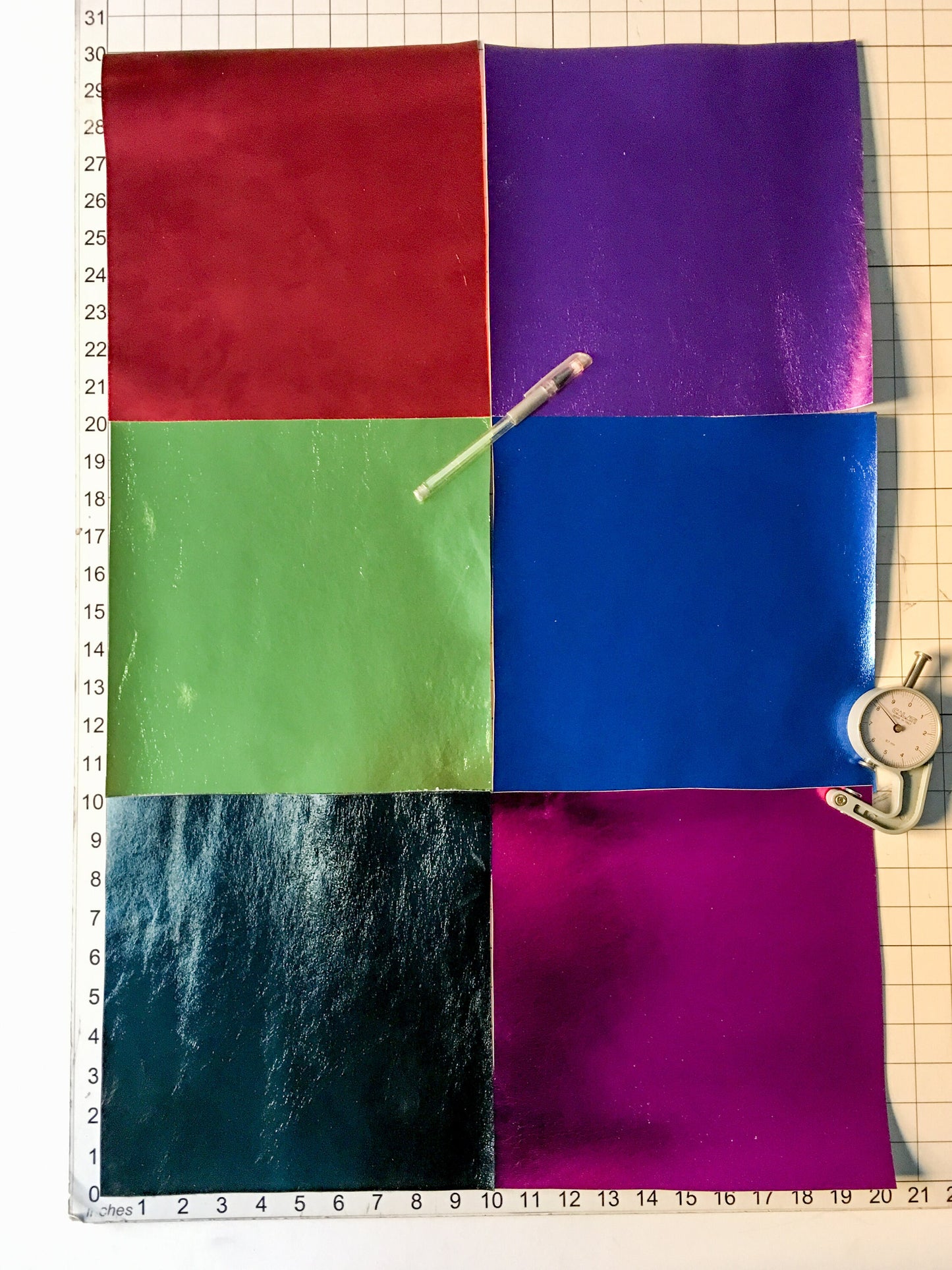 Bright Metallic Leather Mix Set 6 Sheets Of  5x5inch Scraps