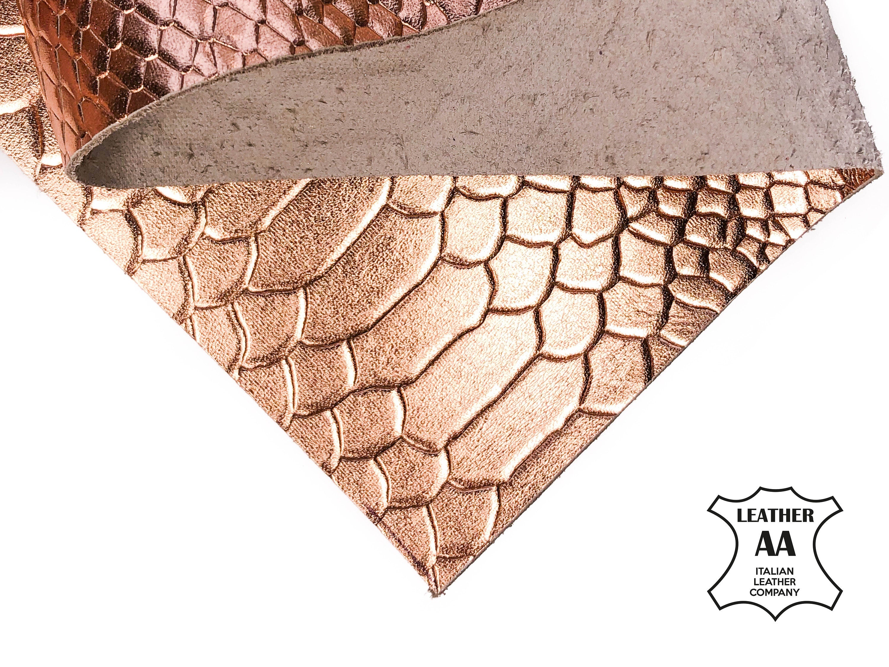 Rose Gold Calfskin Sheets With Print 1.0mm/2.5oz / ROSE GOLD PYTHON 1025