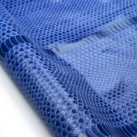 Blue Lambskin Leather With Laser Cut Snake Print 0.8mm/2oz Blue Snake 1618
